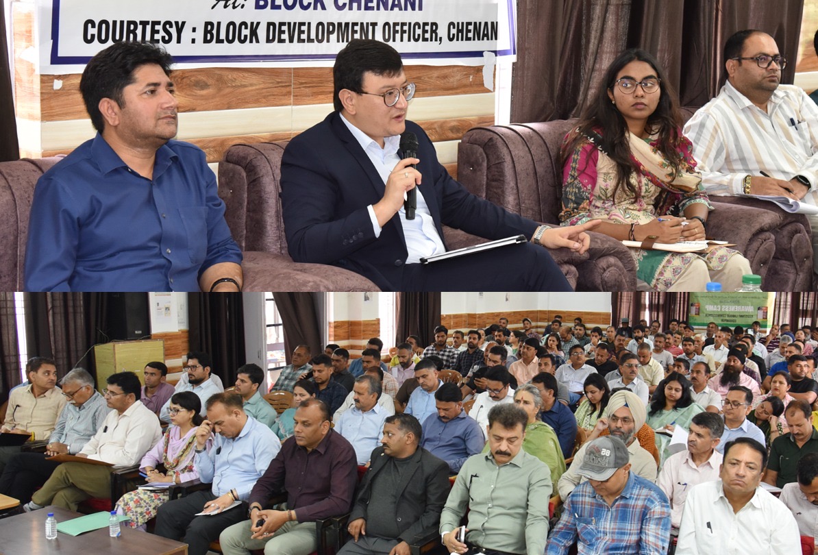 DC Udhampur convenes public outreach camp at Chenani   Assures time-bound redressal of public grievances  UDHAMPUR, MAY 06: Deputy Commissioner Udhampur Minga Sherpa, today presided over a public outreach-cum-grievance redressal camp at Community Facilitation Centre Chenani.  The programme witnessed the presence of IAS Probationer Shagun Singh, Sub Divisional Magistrate Dr. Ranjeet Singh Kotwal, district and sectoral officers, former PRI members and a large number of people from adjoining panchayats.  During the interaction, former PRI members including locals highlighted several demands, seeking renovation of the PMGSY road from Nagulta to Razar and other link roads, development of parking facilities, maintenance of Mall road Kud, issuance of separate ration cards, addressing the problem of drinking water shortage and speedy completion of JJM schemes.  Other concerns raised included shortage of staff in government schools and health institutions, requirement of an ambulance at Sarar, construction of a flyover,  spreading awareness about commercial floriculture, operationalization of the International Yoga Centre at Mantalai, installation of a mobile tower in Bupp area, land compensation under PMGSY and skill development opportunities for youth under Mission YUVA.  Responding to the demands, the Deputy Commissioner issued on-the-spot directions to the concerned departments to initiate measures to address the problems projected by the people. He assured that all genuine demands would be addressed on priority.   Highlighting the importance of public awareness, he sensitized the public to the upcoming Census 2027 and urged their active participation in the enumeration process. He also highlighted flagship schemes, including Mission YUVA, PM Surya Ghar Muft Bijli Yojana, HADP and the Nasha Mukt Bharat Abhiyan, emphasizing their role in boosting livelihoods and socio-economic development.  Later, the Deputy Commissioner inspected the progress of work on the local Government Degree College building.